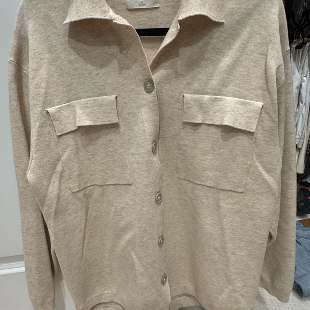 Babaton Beige Button Down Shirt